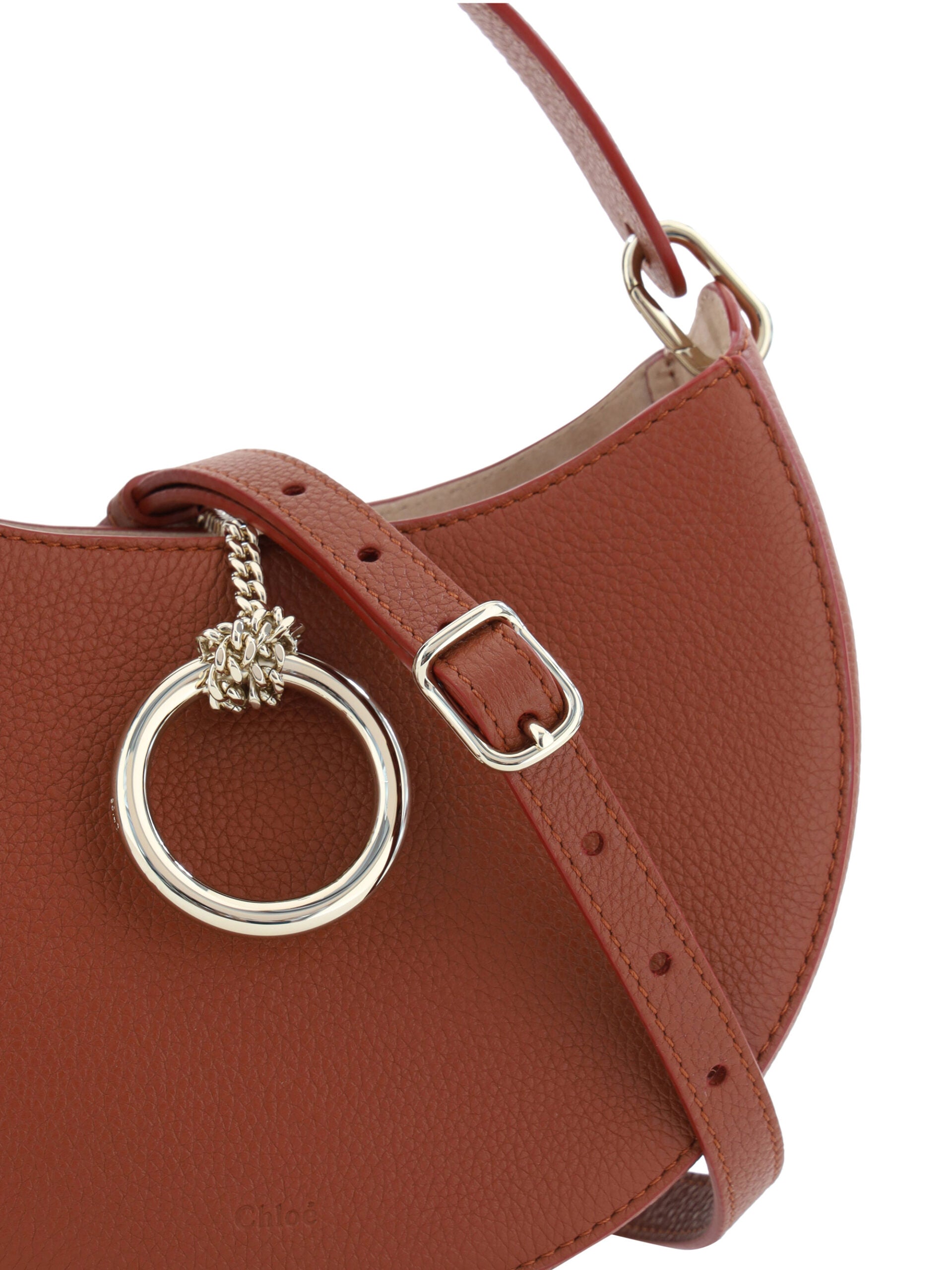 Sepia Brown Small Arlène Leather Shoulder Bag - ventzia