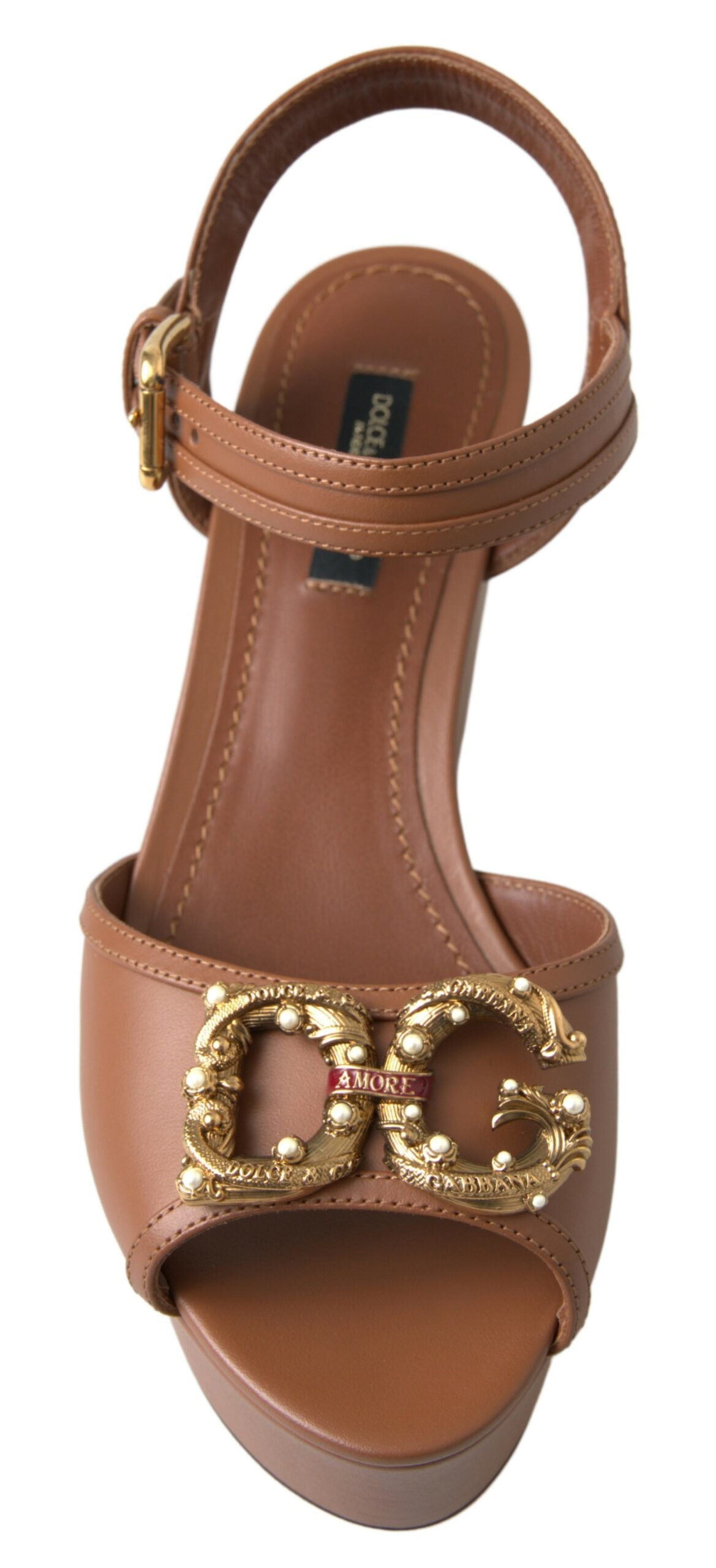 Brown Leather AMORE Wedges Sandals Shoes - ventzia