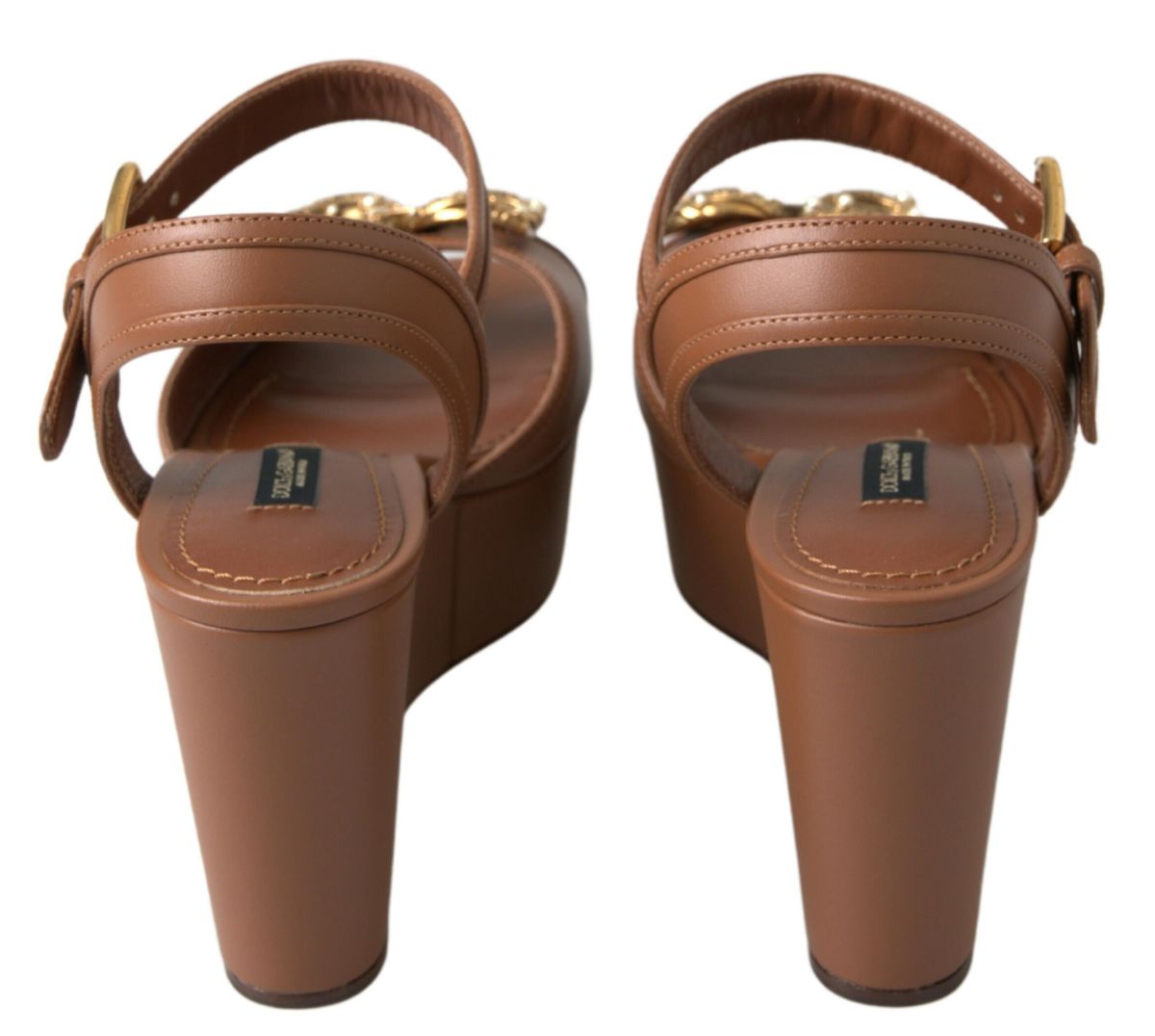 Brown Leather AMORE Wedges Sandals Shoes - ventzia