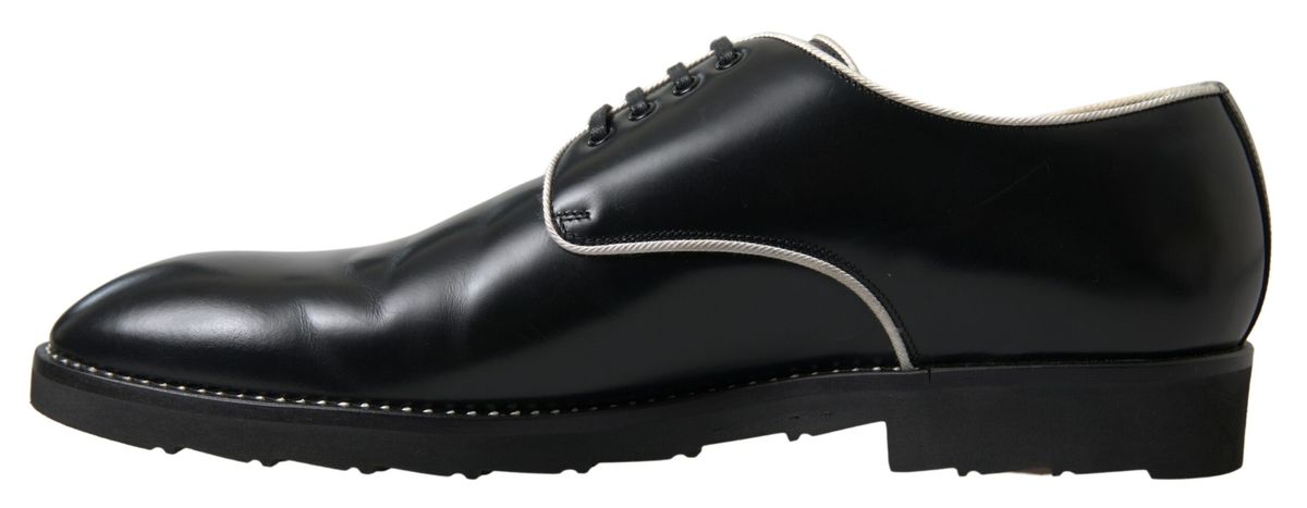 Black White Leather Formal Shoes - ventzia