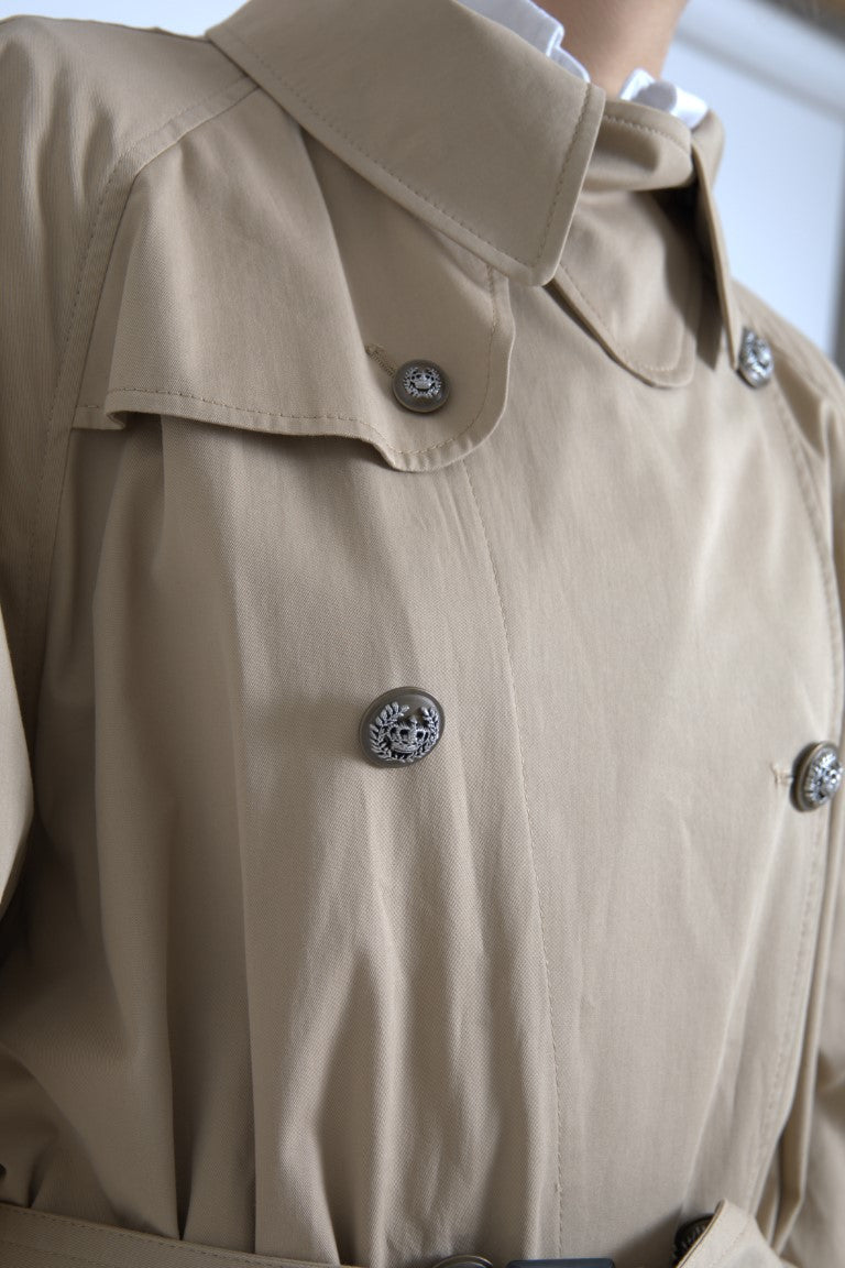 Khaki Double Breasted Trench Coat Jacket - ventzia