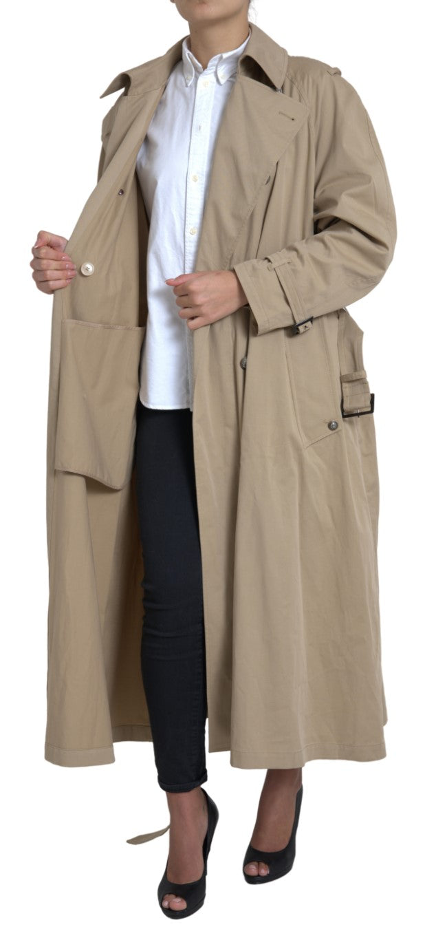 Khaki Double Breasted Trench Coat Jacket - ventzia