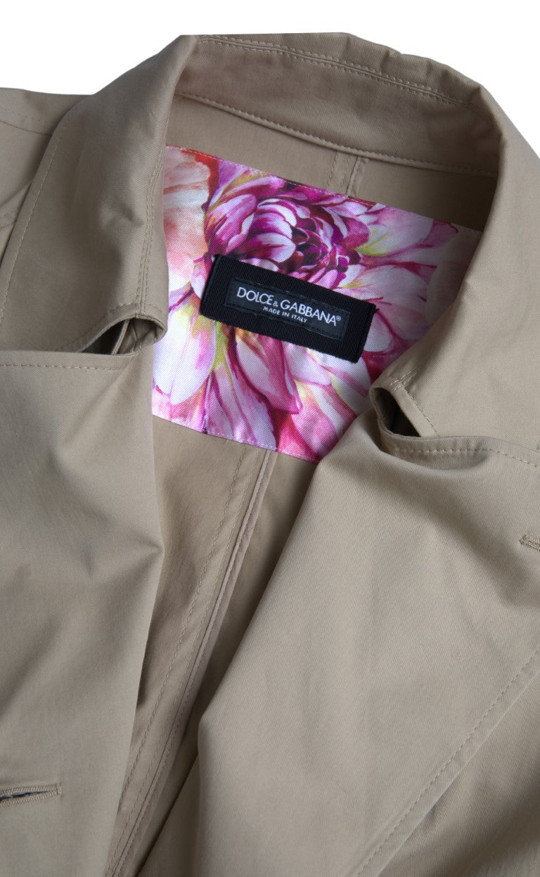 Khaki Double Breasted Trench Coat Jacket - ventzia