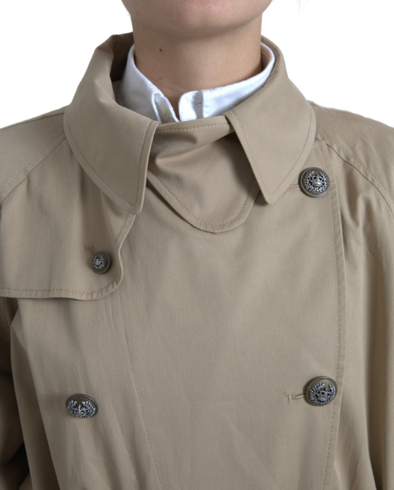 Khaki Double Breasted Trench Coat Jacket - ventzia