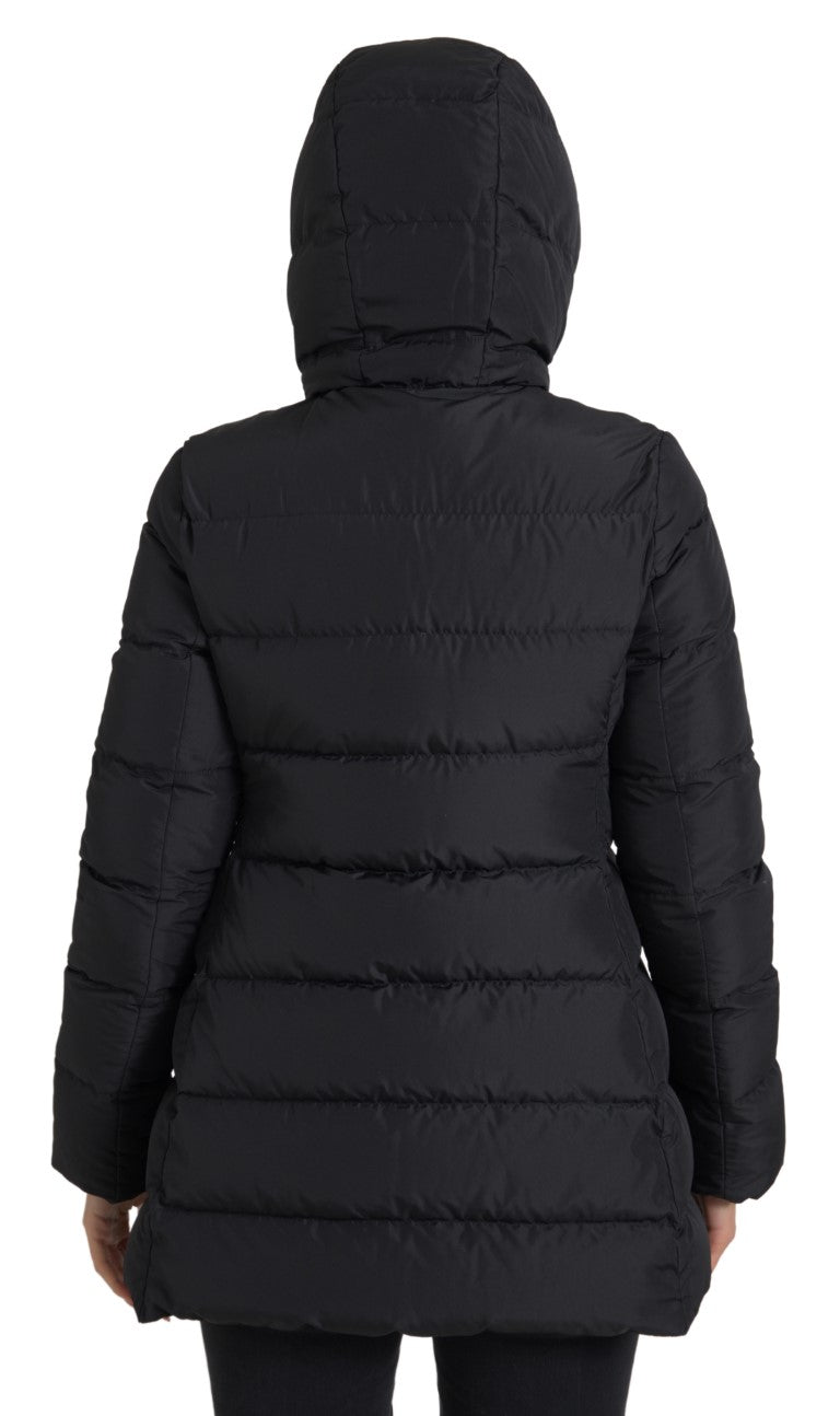 Black Polyester Hooded Reversible Jacket - ventzia