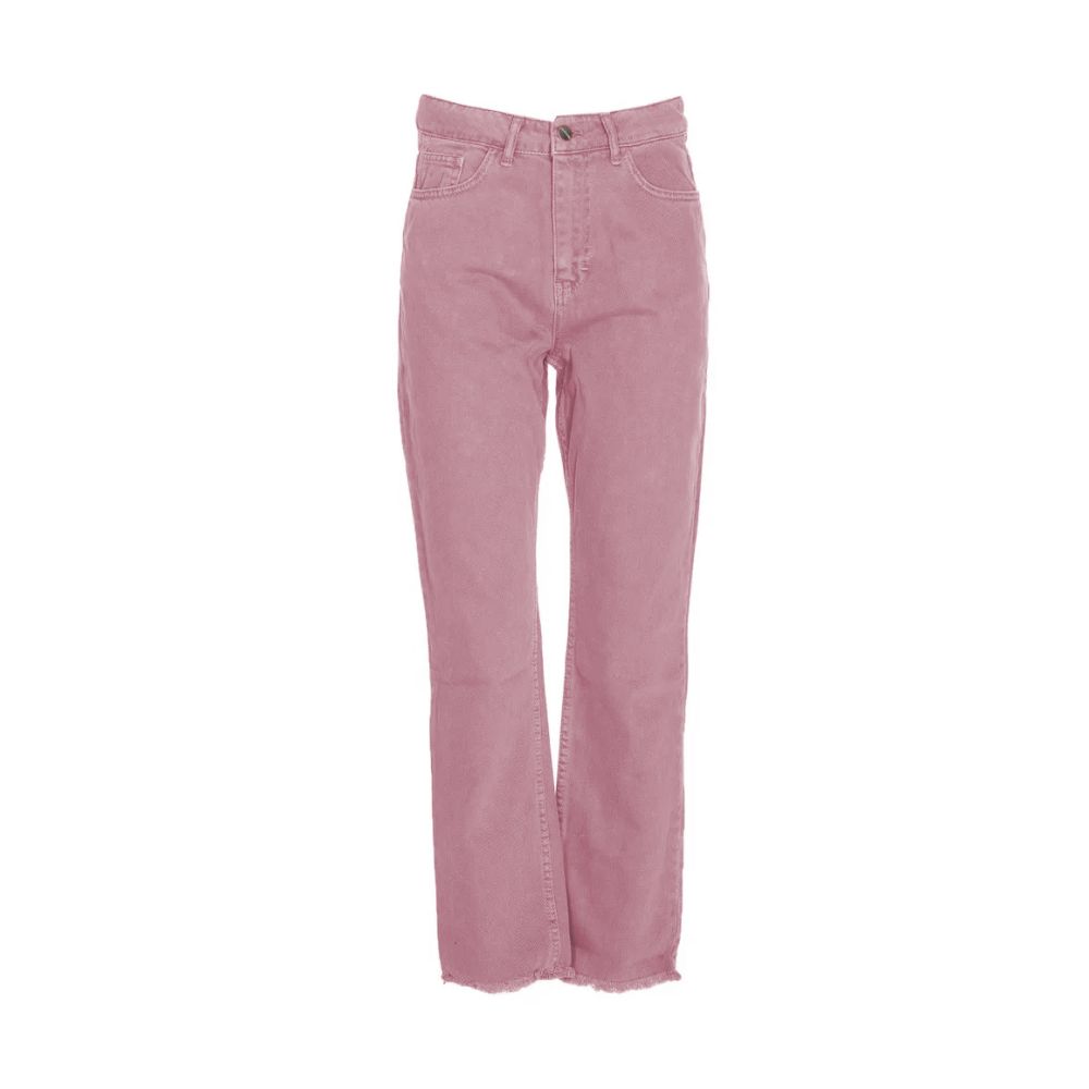 Chic Pink Raw Cut Bottom Jeans - ventzia