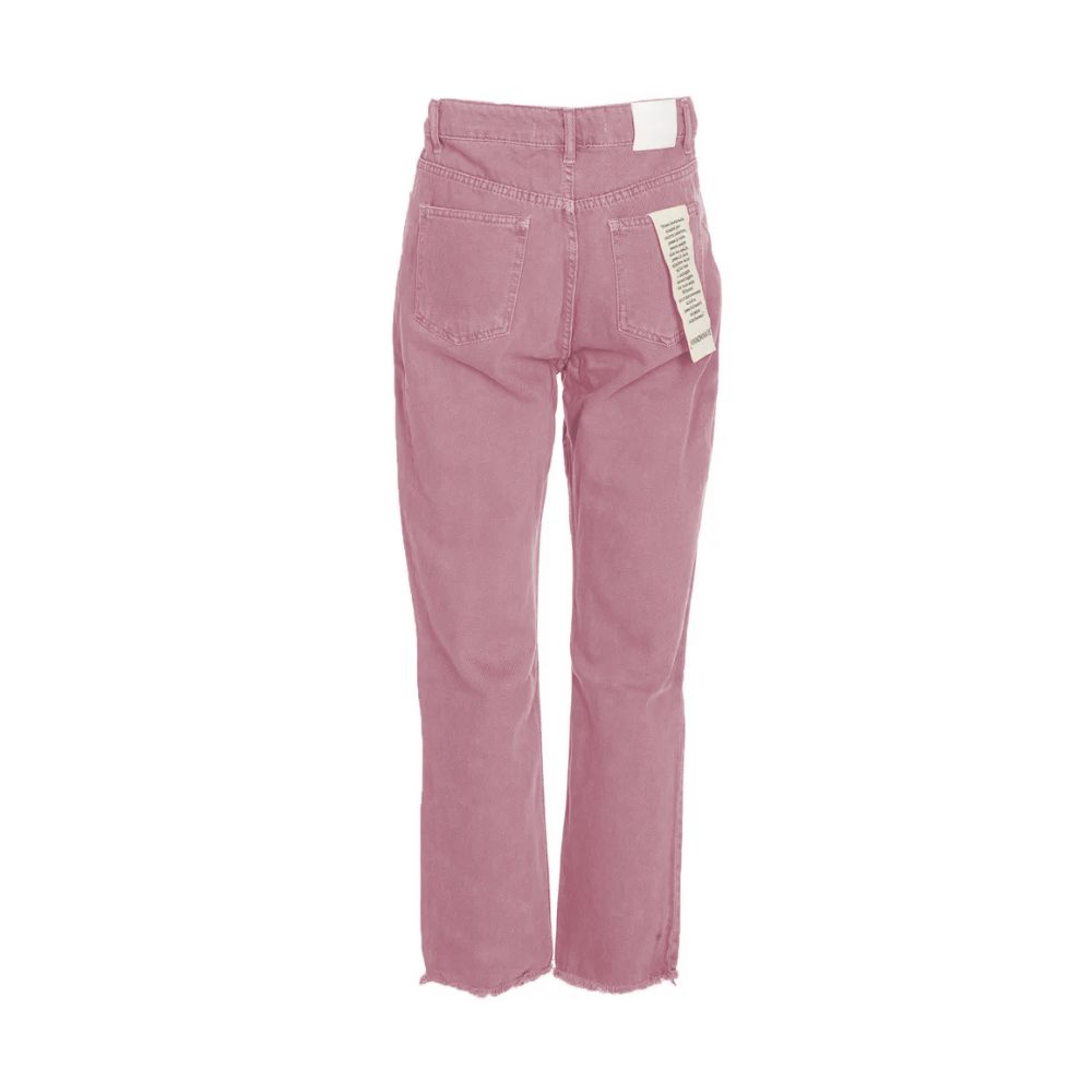 Chic Pink Raw Cut Bottom Jeans - ventzia