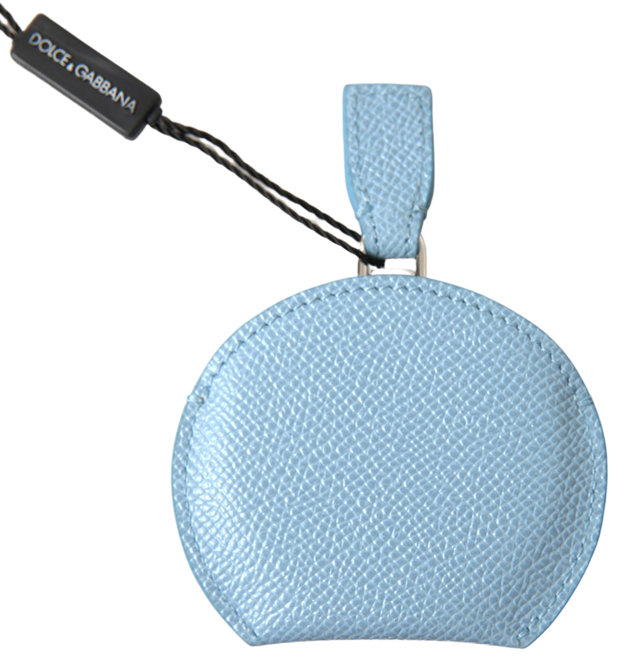 Light Blue Calfskin Leather Mirror Holder - ventzia