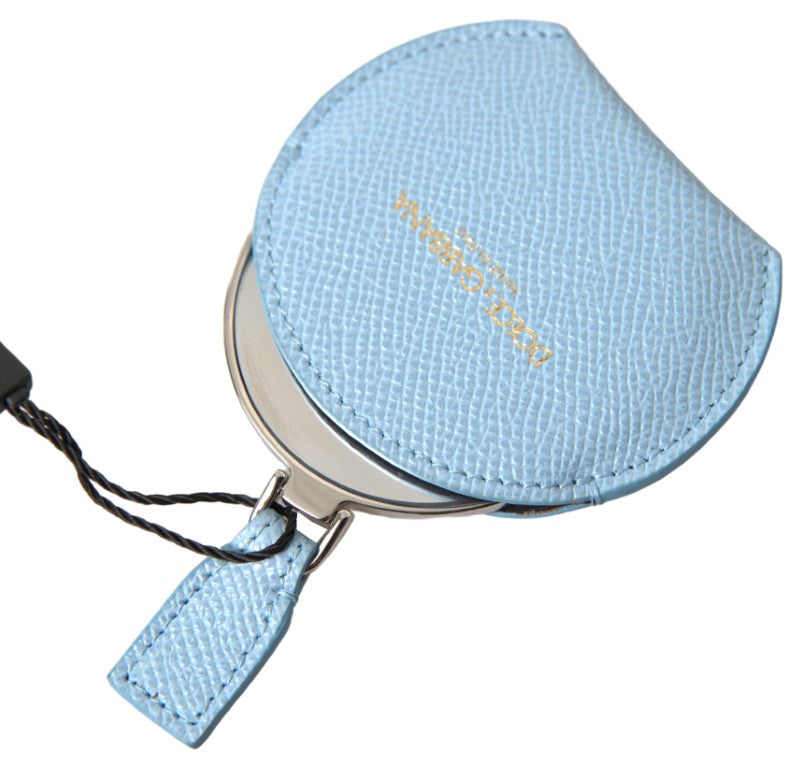 Light Blue Calfskin Leather Mirror Holder - ventzia