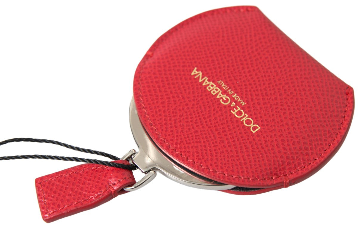 Red Calfskin Leather Hand Mirror Holder - ventzia