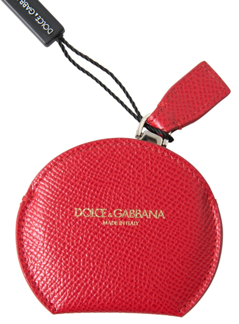 Red Calfskin Leather Hand Mirror Holder - ventzia