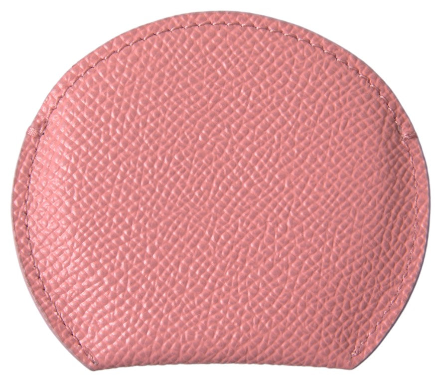 Pink Calfskin Leather Round Mirror Holder - ventzia