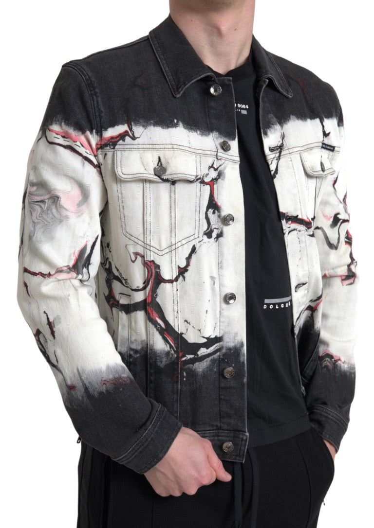 Multicolor Cotton Collared Denim Jacket - ventzia