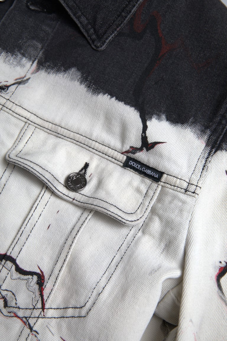 Multicolor Cotton Collared Denim Jacket - ventzia