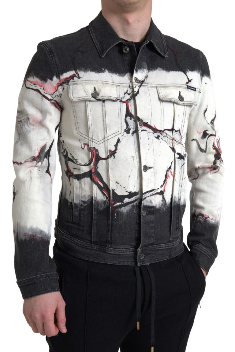 Multicolor Cotton Collared Denim Jacket - ventzia