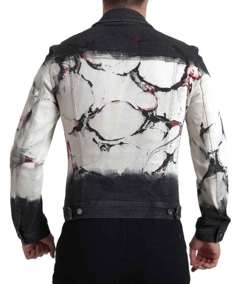 Multicolor Cotton Collared Denim Jacket - ventzia