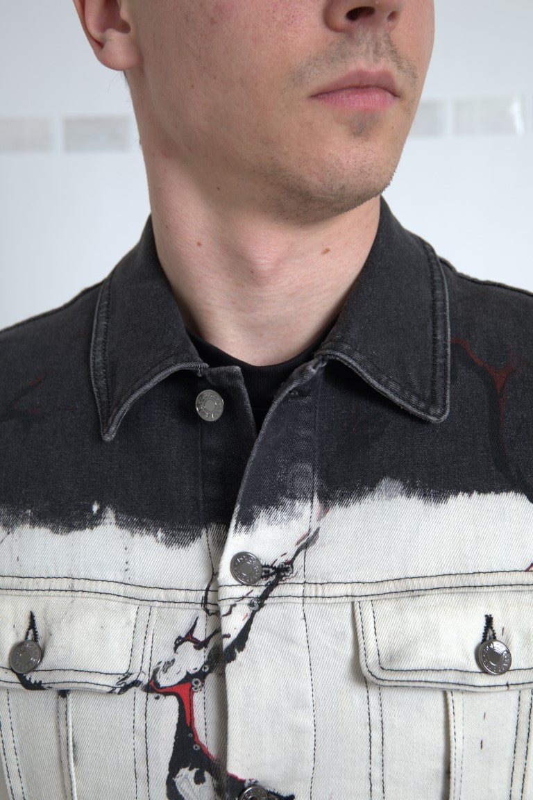 Multicolor Cotton Collared Denim Jacket - ventzia