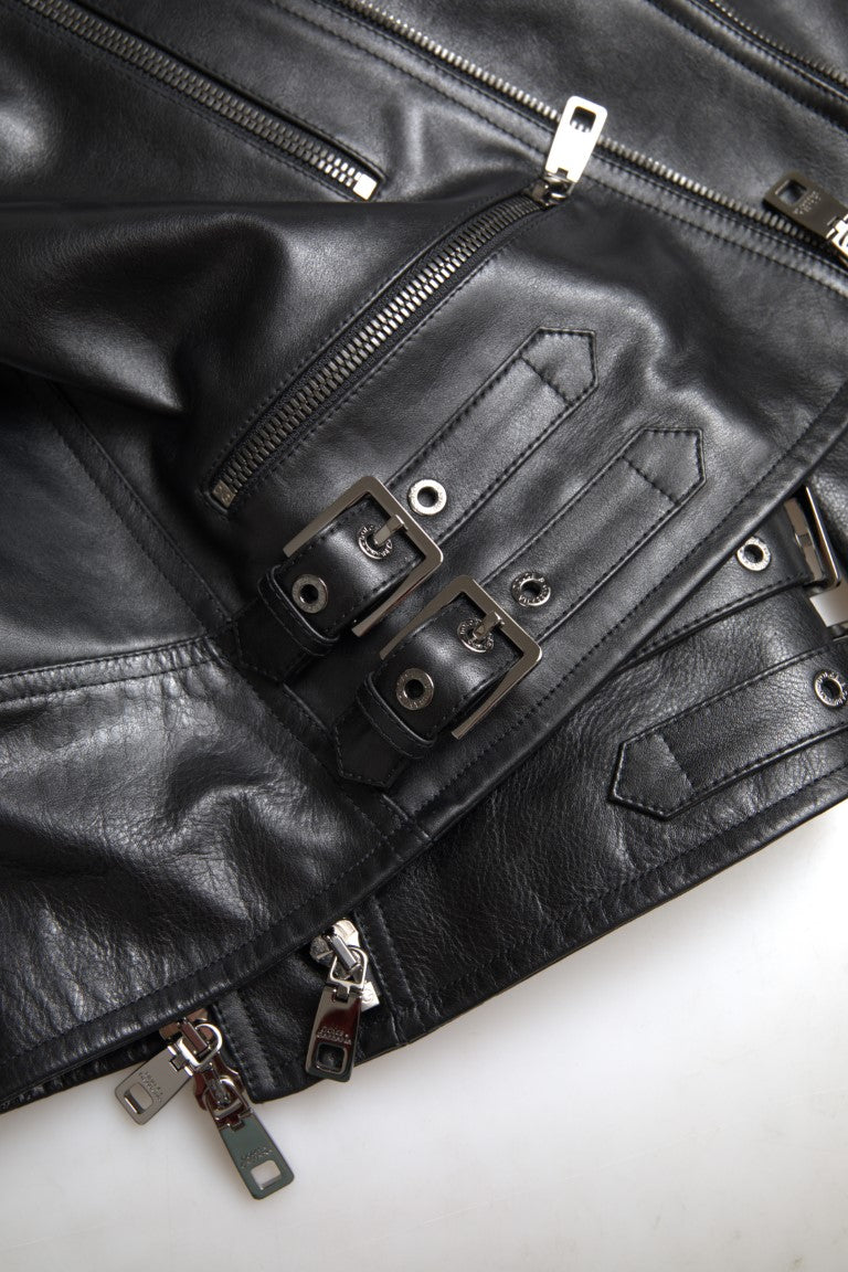 Black Leather Zipper Coat Men Jacket - ventzia