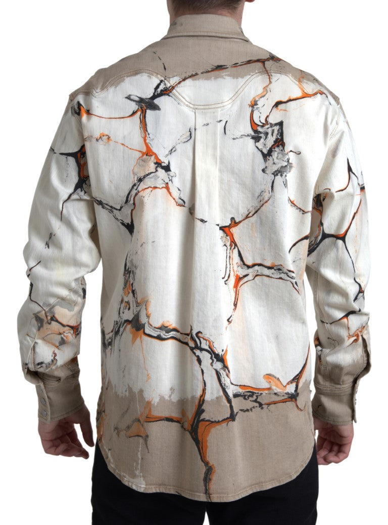 Multicolor Cotton Collared Denim Shirt - ventzia