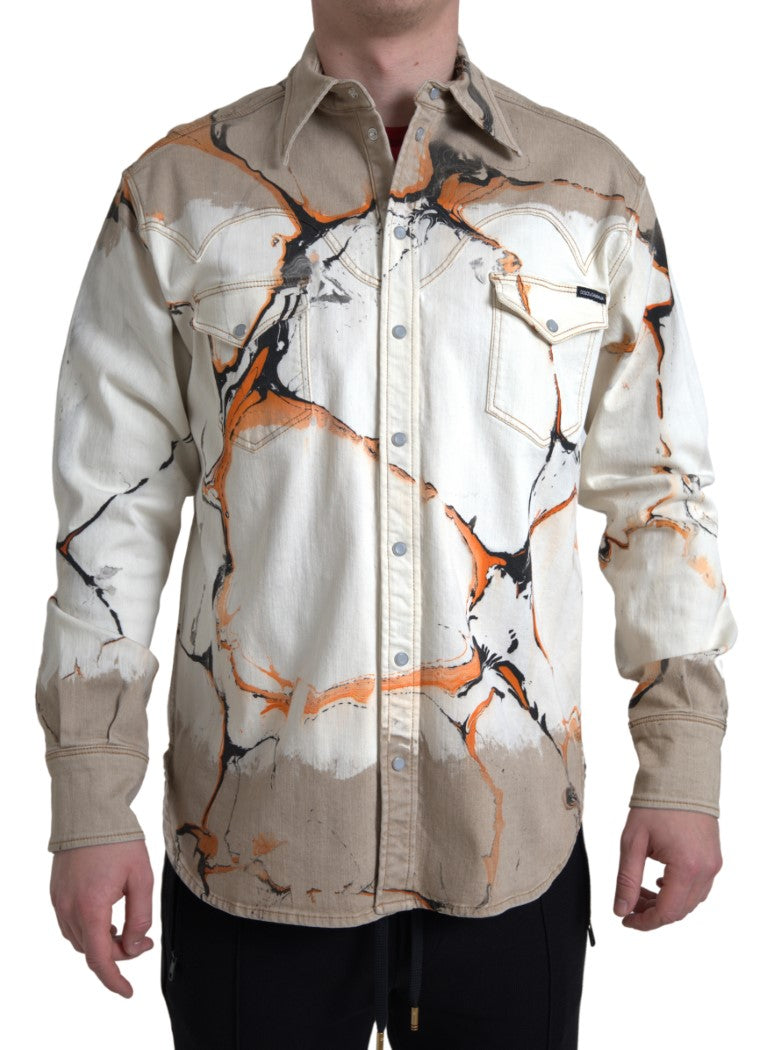 Multicolor Cotton Collared Denim Shirt - ventzia