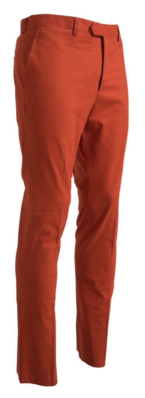Orange Straight Fit Men Formal Trousers Pants - ventzia