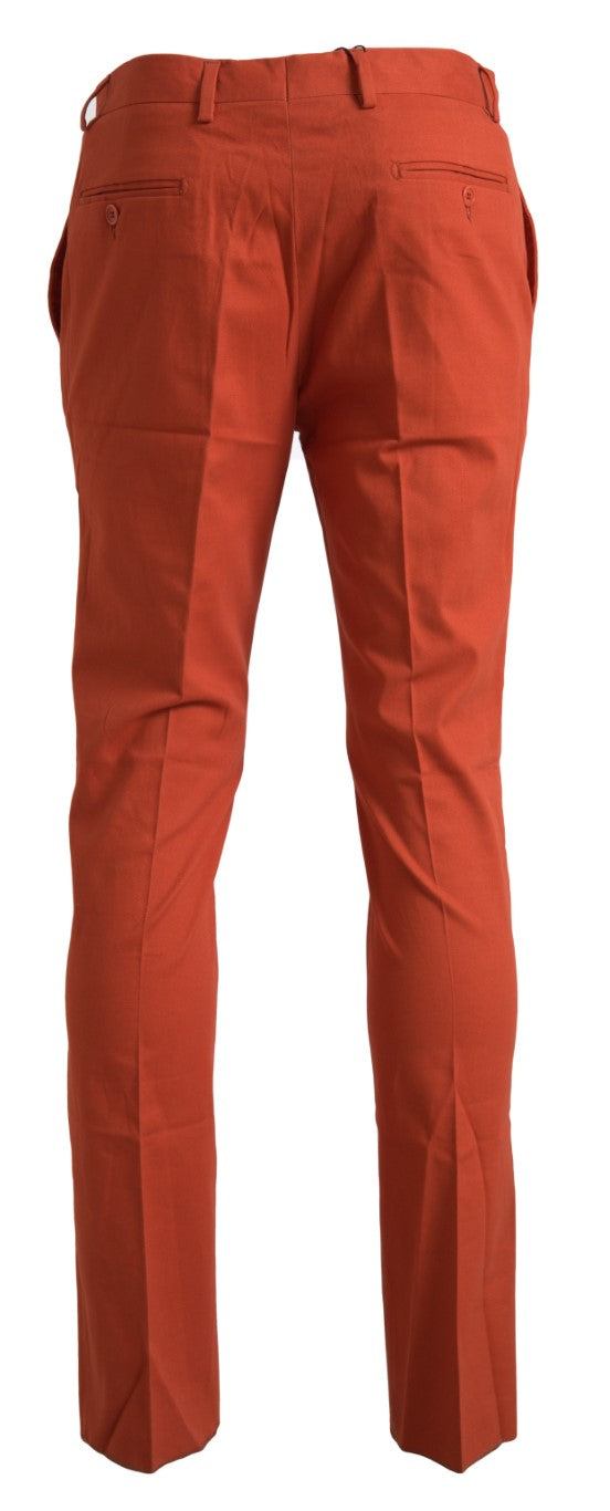 Orange Straight Fit Men Formal Trousers Pants - ventzia