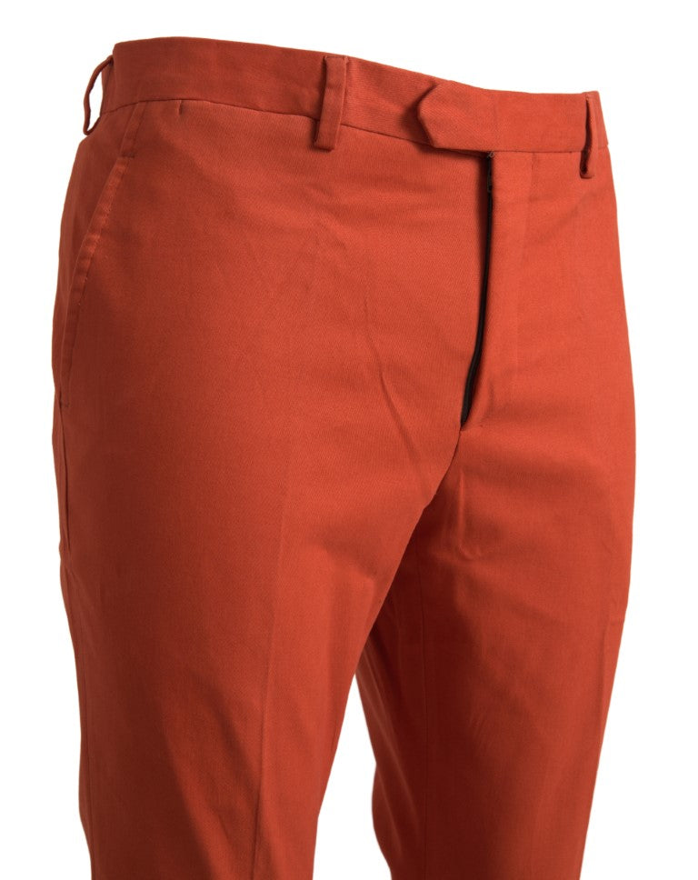 Orange Straight Fit Men Formal Trousers Pants - ventzia