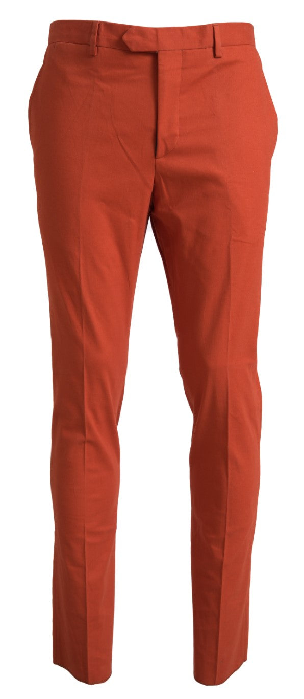 Orange Straight Fit Men Formal Trousers Pants - ventzia
