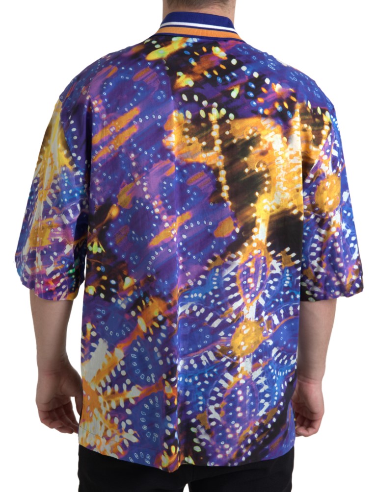 Luminaire Print Cotton Polo Top Men Shirt - ventzia