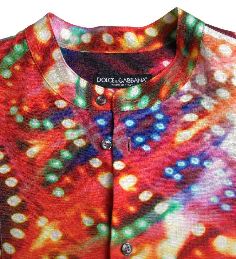 Multicolor Luminarie Print Linen Shirt - ventzia