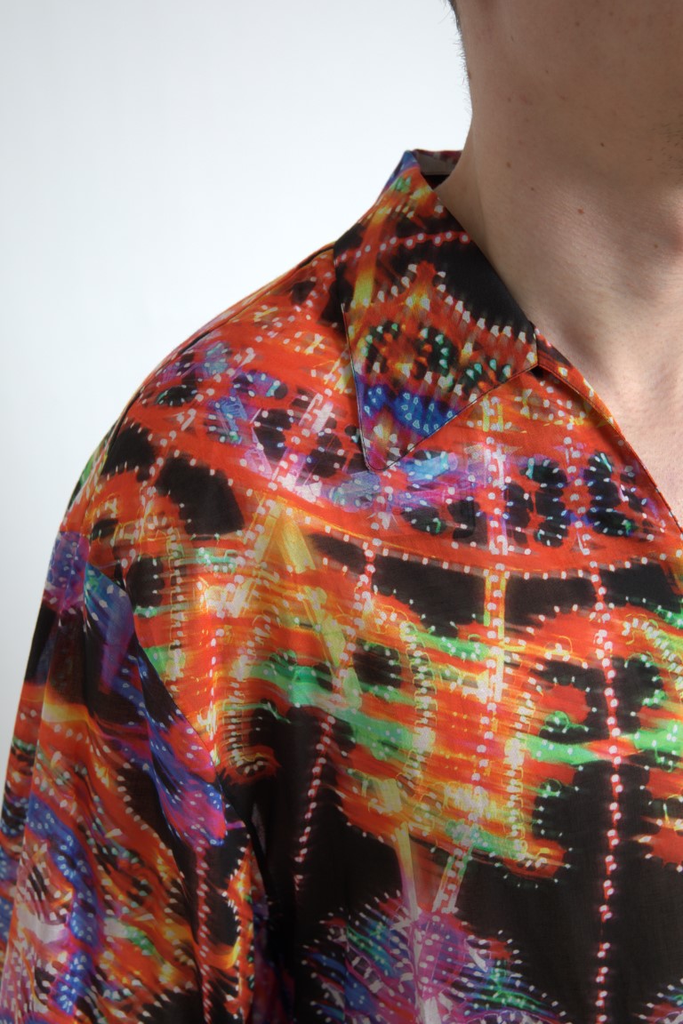 Multicolor Luminarie Print Men Cotton Shirt - ventzia