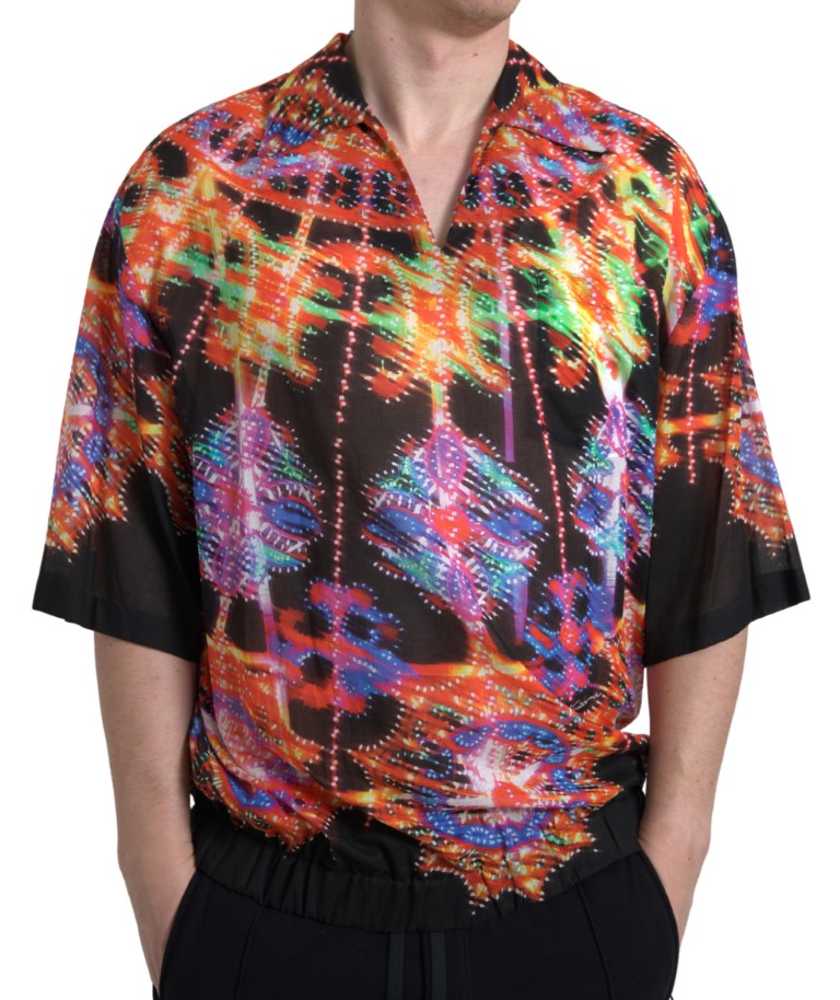 Multicolor Luminarie Print Men Cotton Shirt - ventzia