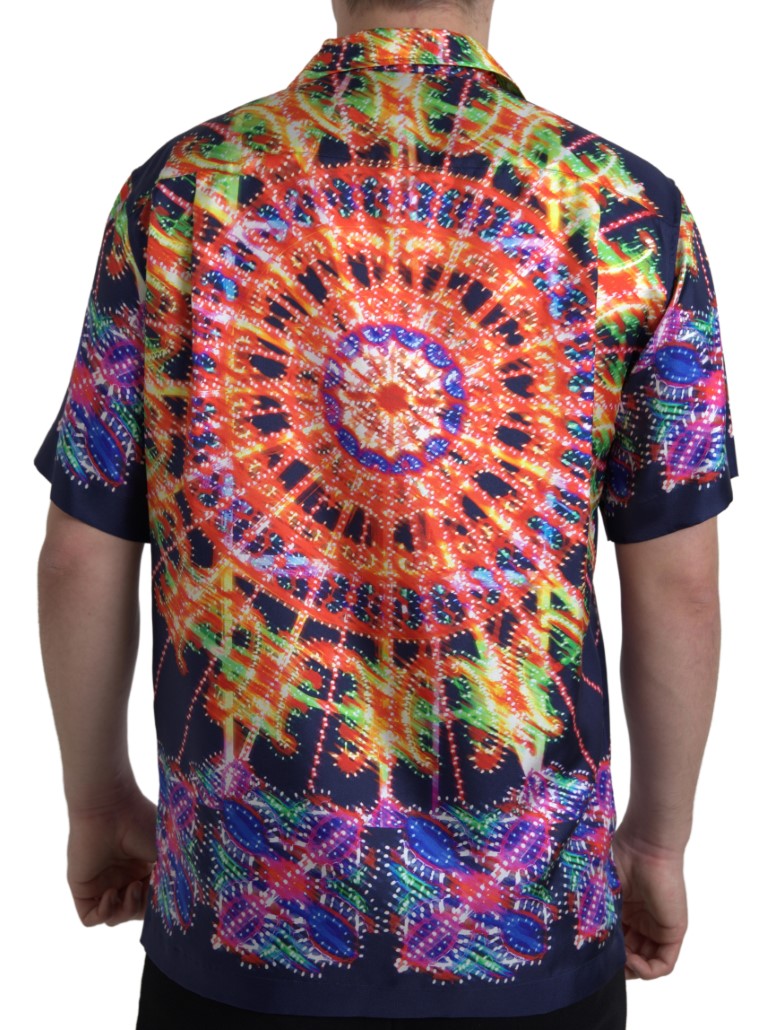 Multicolor Luminarie Print Men Shirt Silk - ventzia