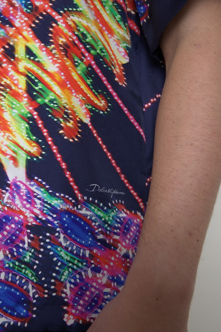 Multicolor Luminarie Print Men Shirt Silk - ventzia