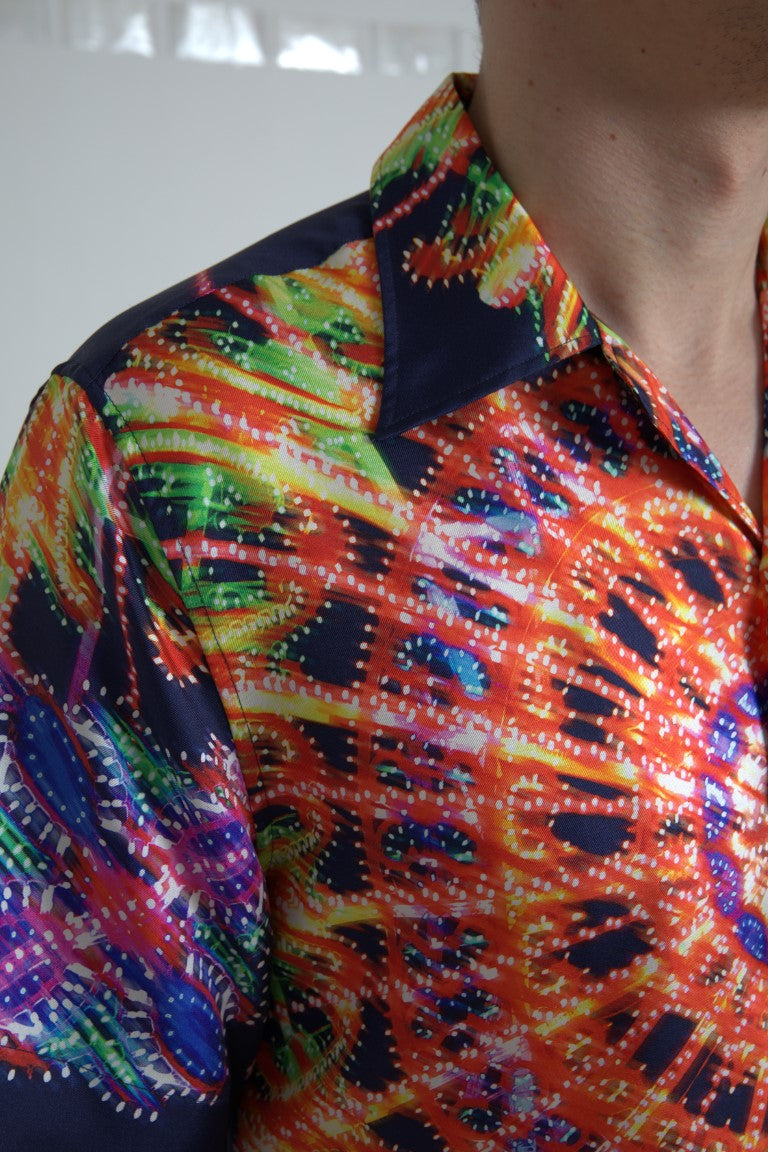 Multicolor Luminarie Print Men Shirt Silk - ventzia