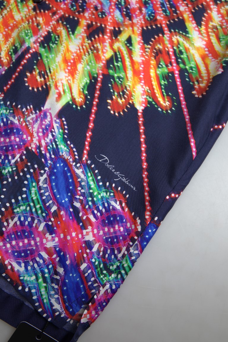 Multicolor Luminarie Print Men Shirt Silk - ventzia