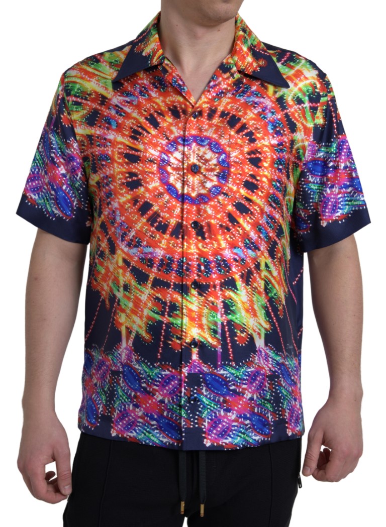 Multicolor Luminarie Print Men Shirt Silk - ventzia