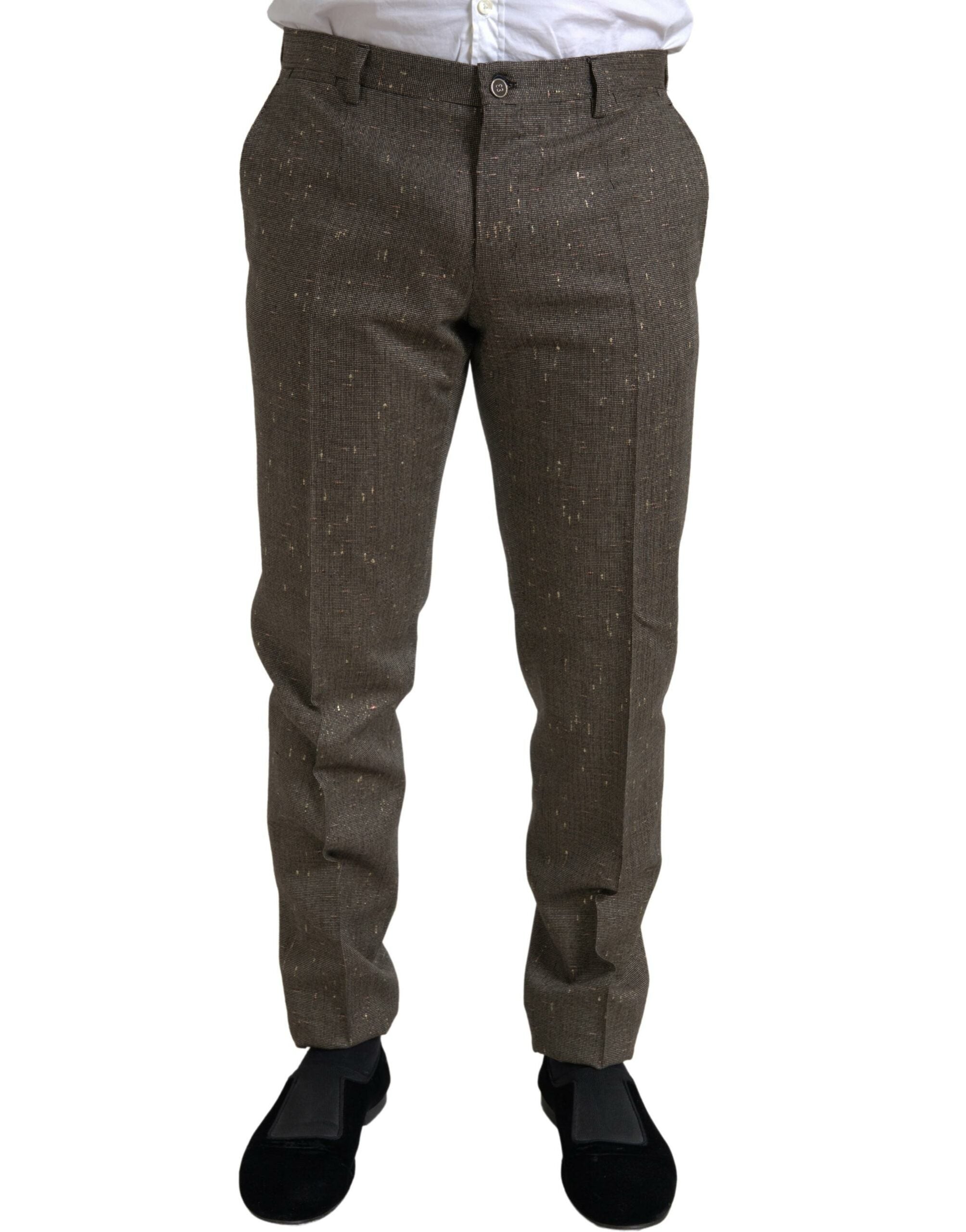 Brown Wool Dress Skinny Men Trouser Pants - ventzia
