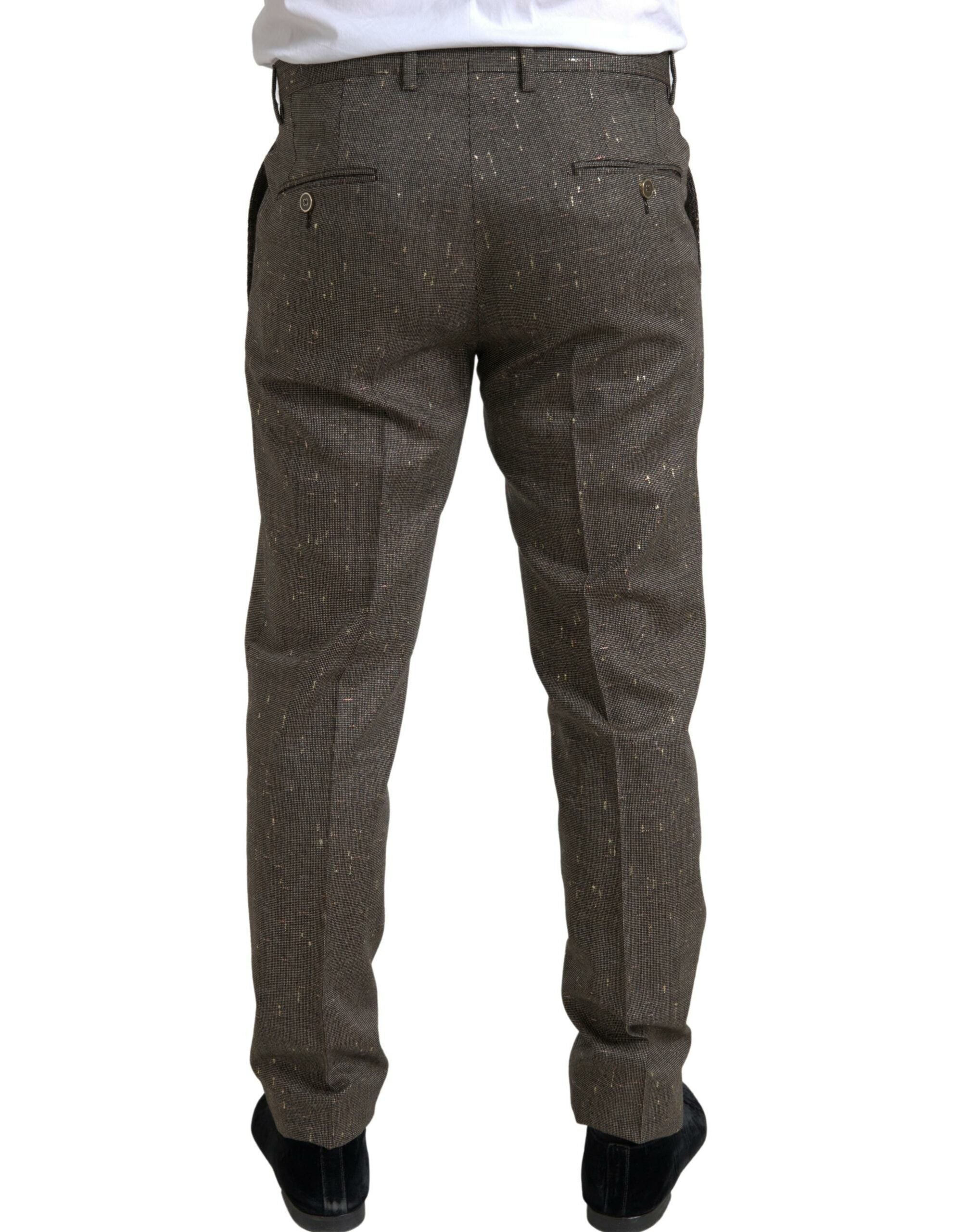 Brown Wool Dress Skinny Men Trouser Pants - ventzia