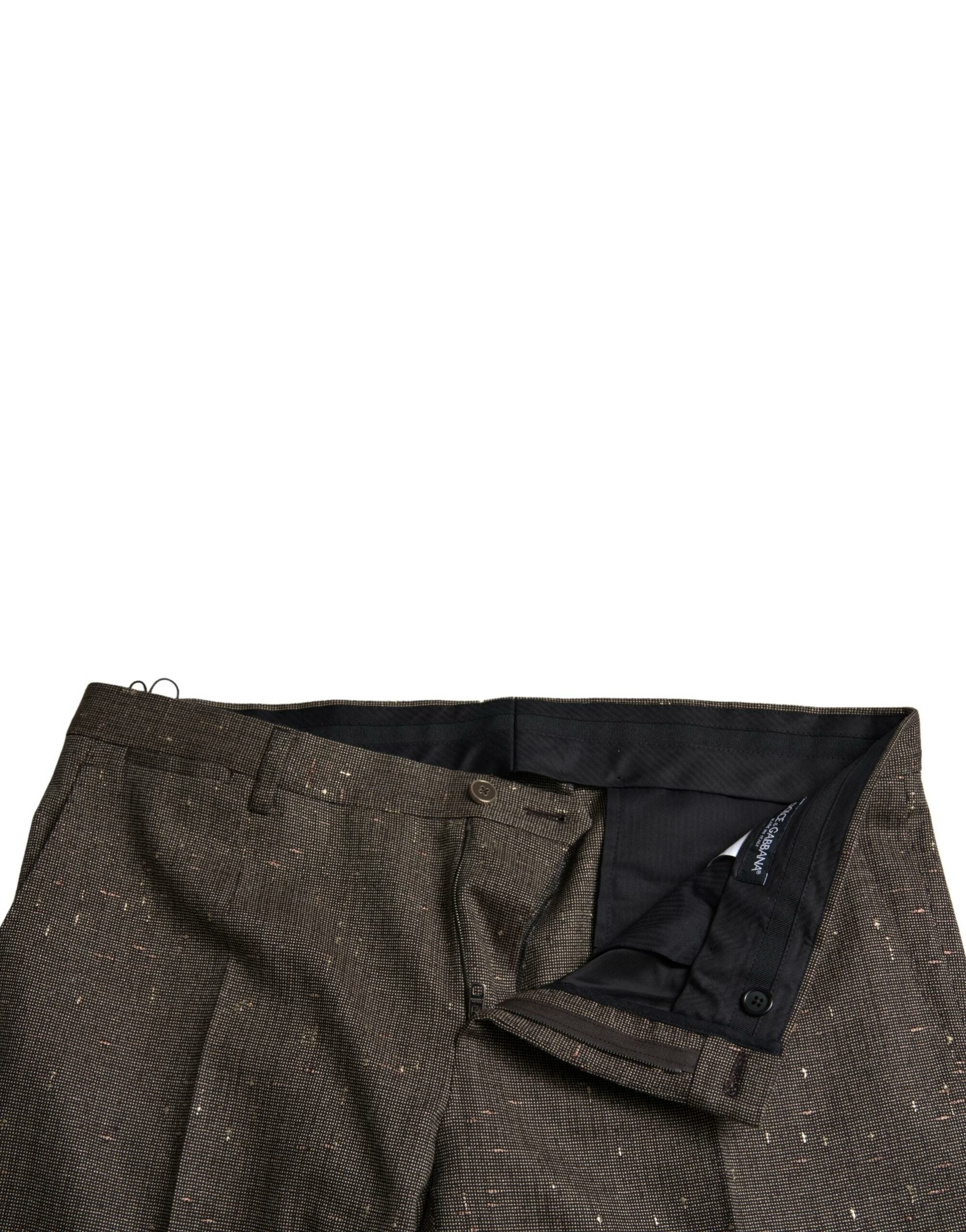 Brown Wool Dress Skinny Men Trouser Pants - ventzia