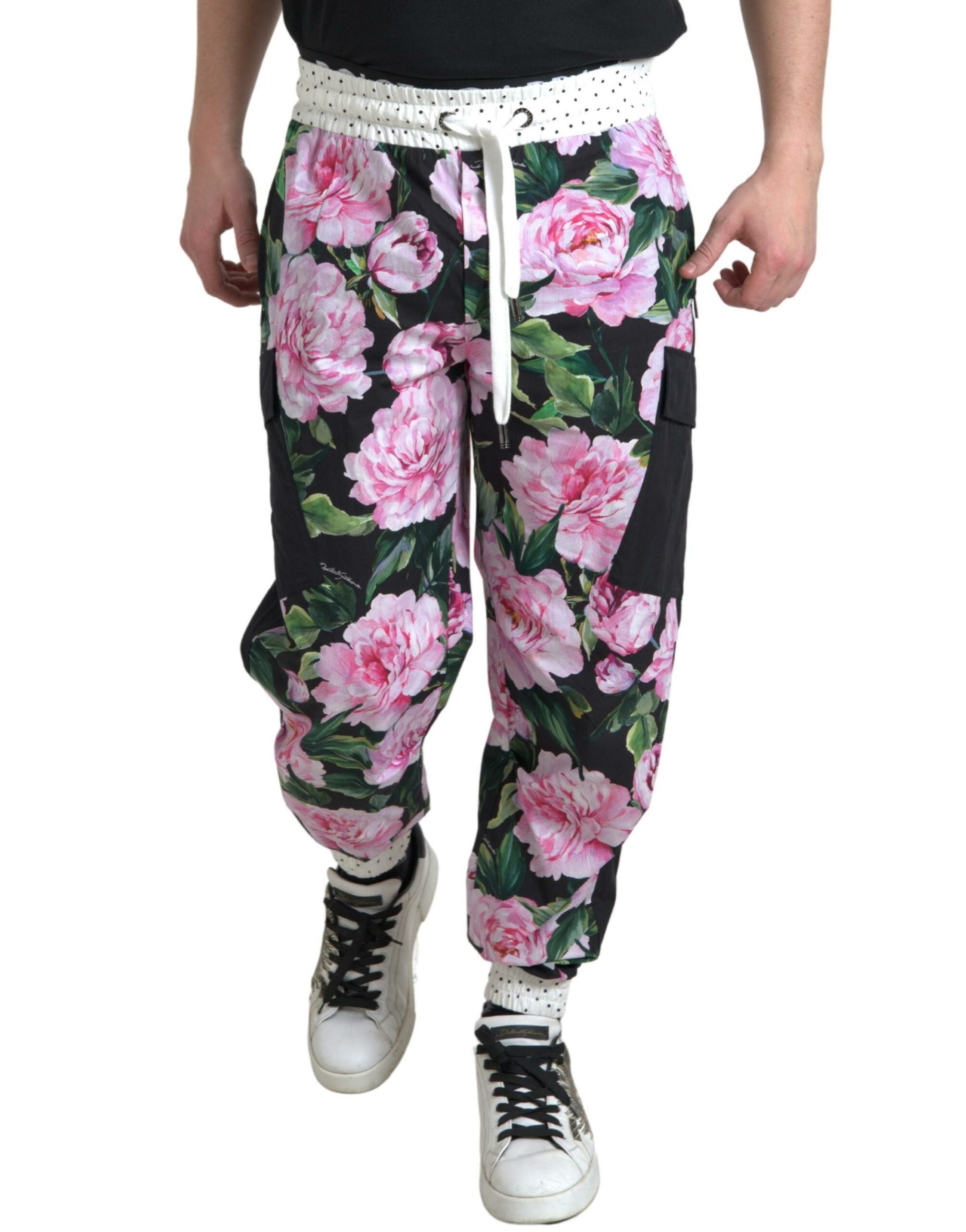 Multicolor Peony Joggers Cotton Men Pants - ventzia
