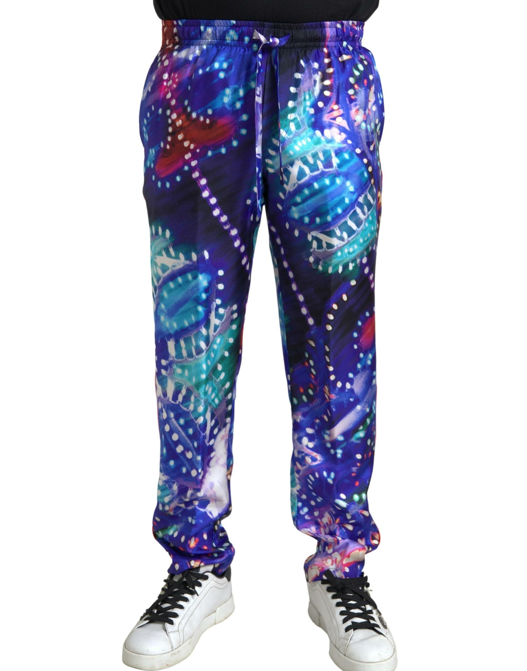 Multicolor Printed Silk Men Trouser Pants - ventzia