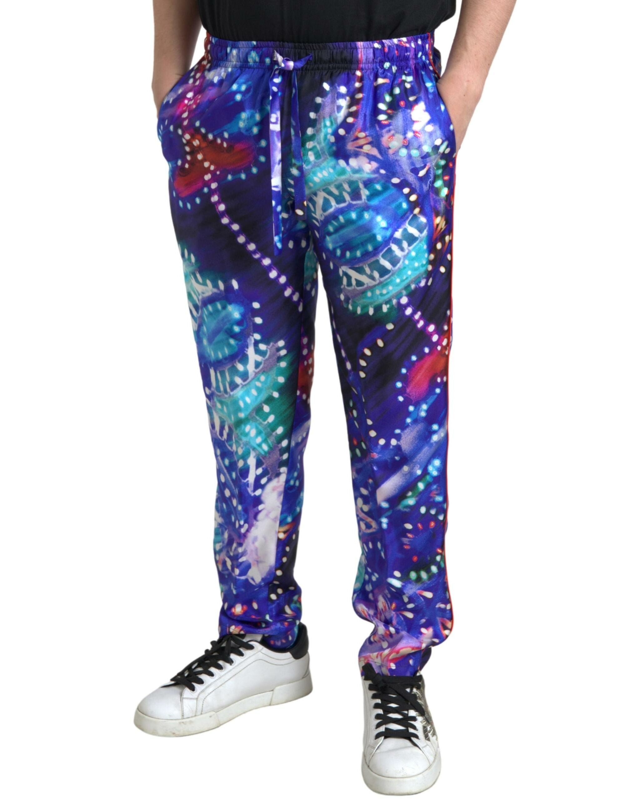 Multicolor Printed Silk Men Trouser Pants - ventzia
