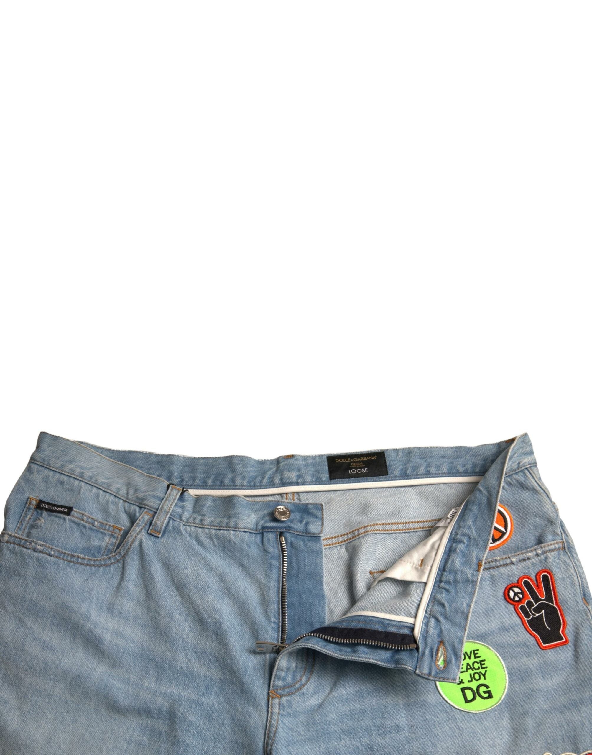 Light Blue Cotton Men Bermuda Denim Shorts - ventzia