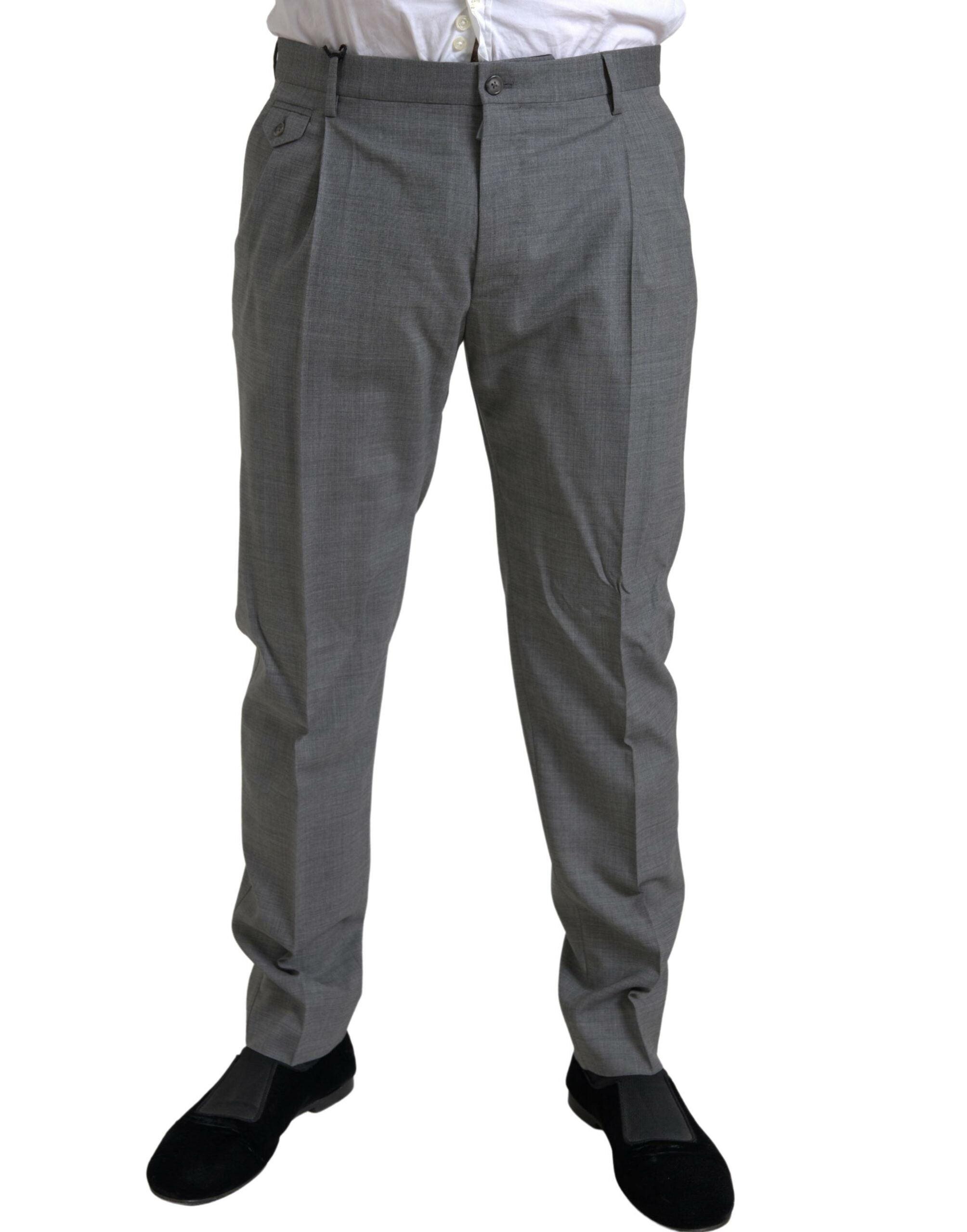 Gray Wool Chino Skinny Men Dress Trouser Pants - ventzia