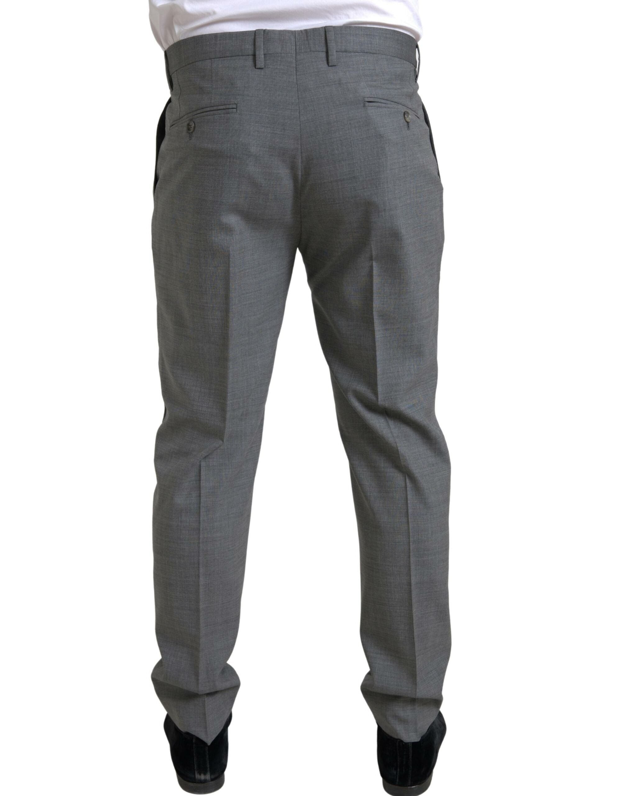 Gray Wool Chino Skinny Men Dress Trouser Pants - ventzia