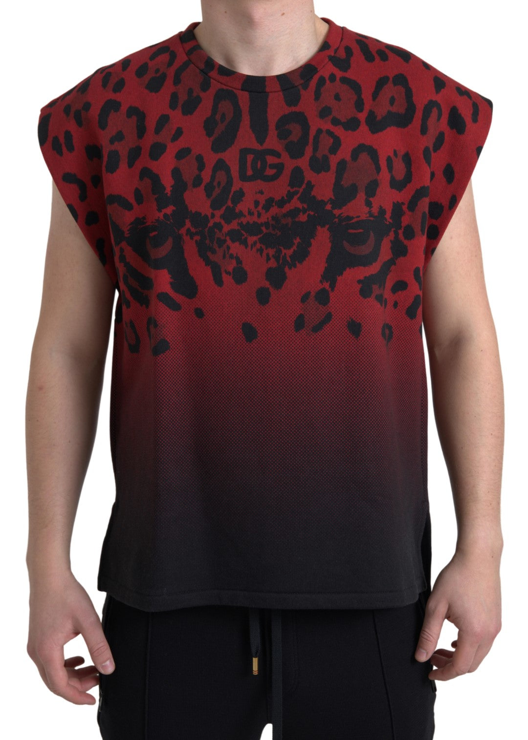 Red Leopard Cotton Sleeveless Tank T-shirt - ventzia