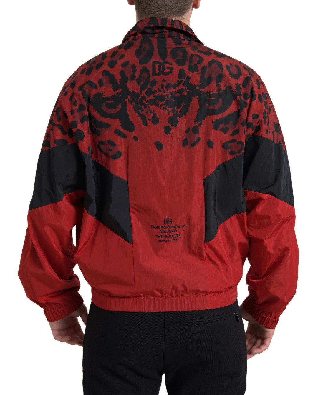 Red Leopard Nylon Full Zip Sweater - ventzia