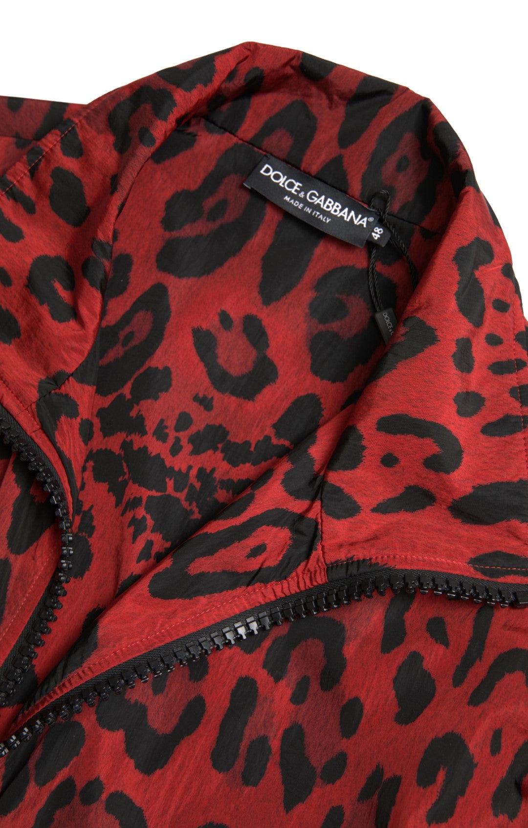 Red Leopard Nylon Full Zip Sweater - ventzia