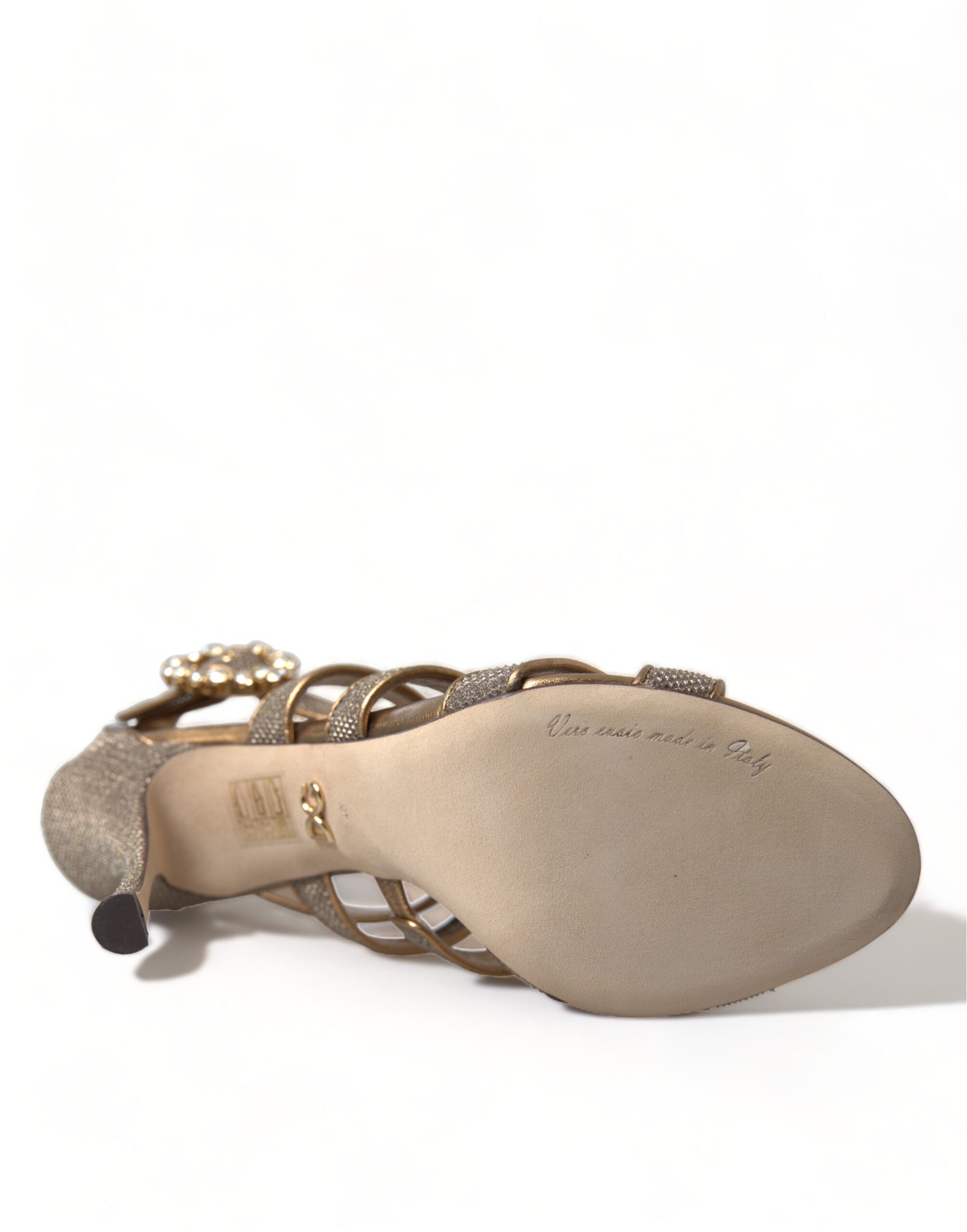 Bronze Crystal Strap Heels Sandals Shoes - ventzia